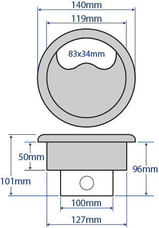 PG003B-SF - 127mm Plastic Power & Data Grommet