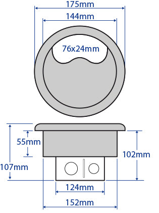 FGG152RCD-GB - 152mm RCD Protected Socket Power Grommet (GB)