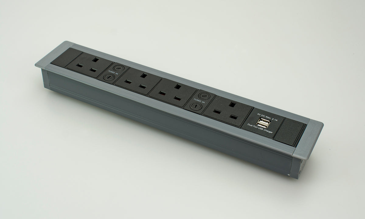 FM4/USB - 4 POWER 2 USB Flush Mounted Power Unit — Deskpower.co.uk