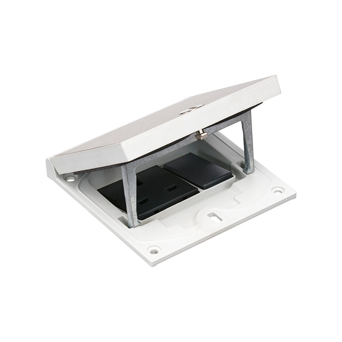 KFH140/72 - Single IP66 Mechanism with Brushed Stainless Steel Lid includes 13A UK Socket & Blank Media Slot