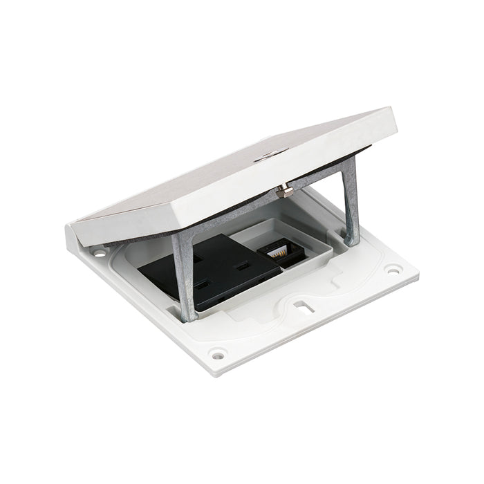 KFH146U/72 - Single IP66 Mechanism with Brushed Stainless Steel Lid includes 13A UK Socket & 1 Cat6 Data
