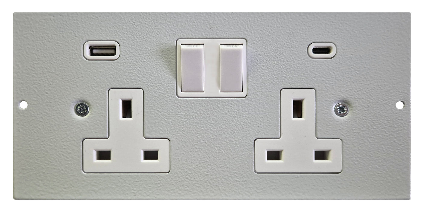 ST0291/USB - Twin Sockets with USB Plate — Deskpower.co.uk