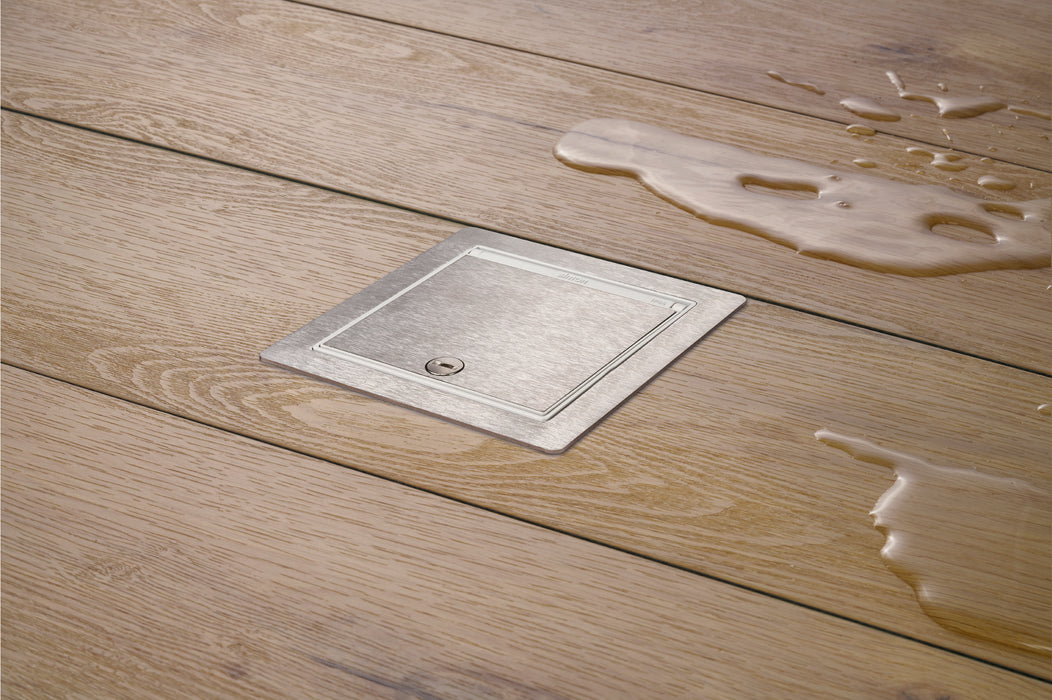 KFH140/72 - Single IP66 Mechanism with Brushed Stainless Steel Lid includes 13A UK Socket & Blank Media Slot